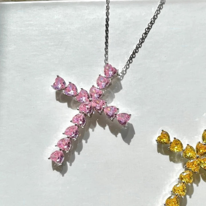 PINK HEARTS CROSS Necklace