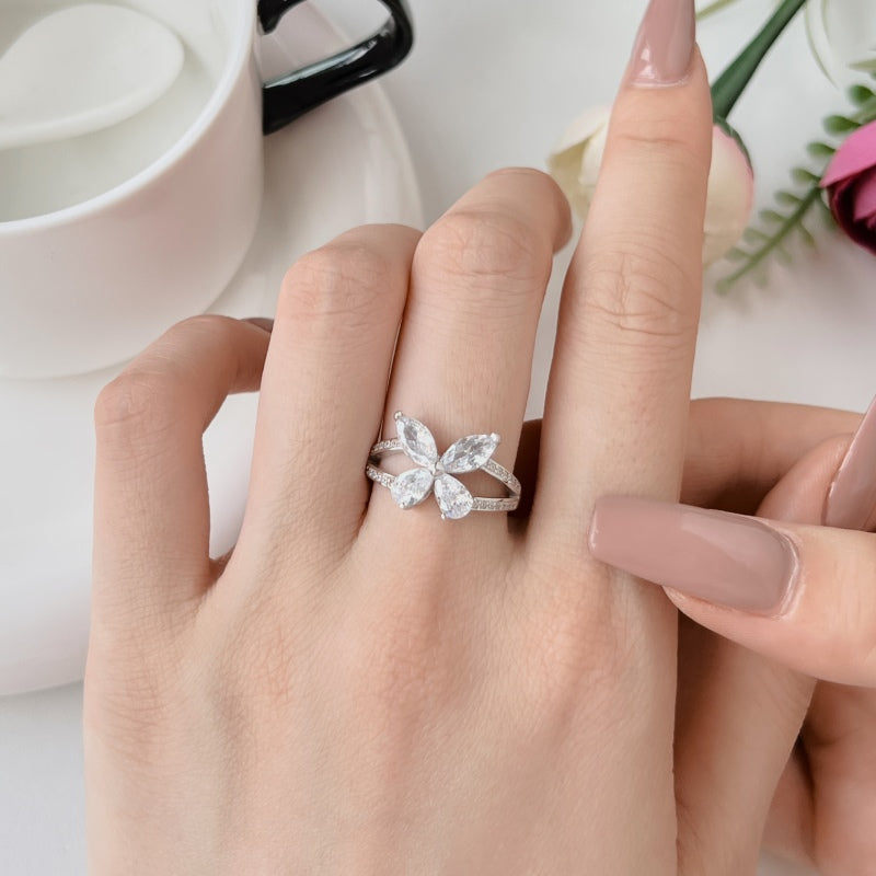 (SILVER) GLASSY BUTTERFLY Ring