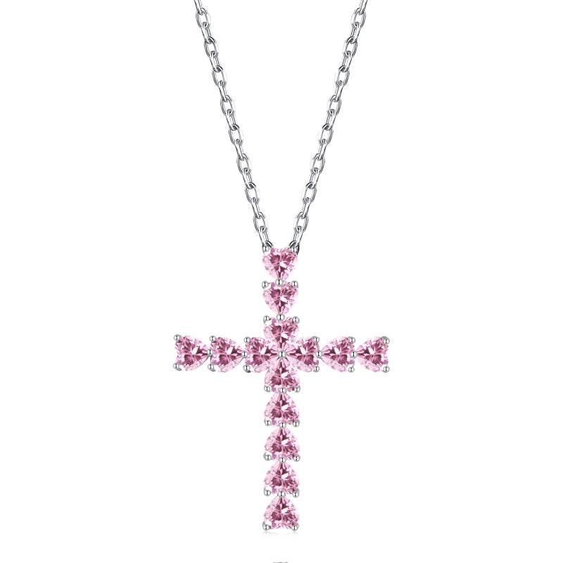 PINK HEARTS CROSS Necklace