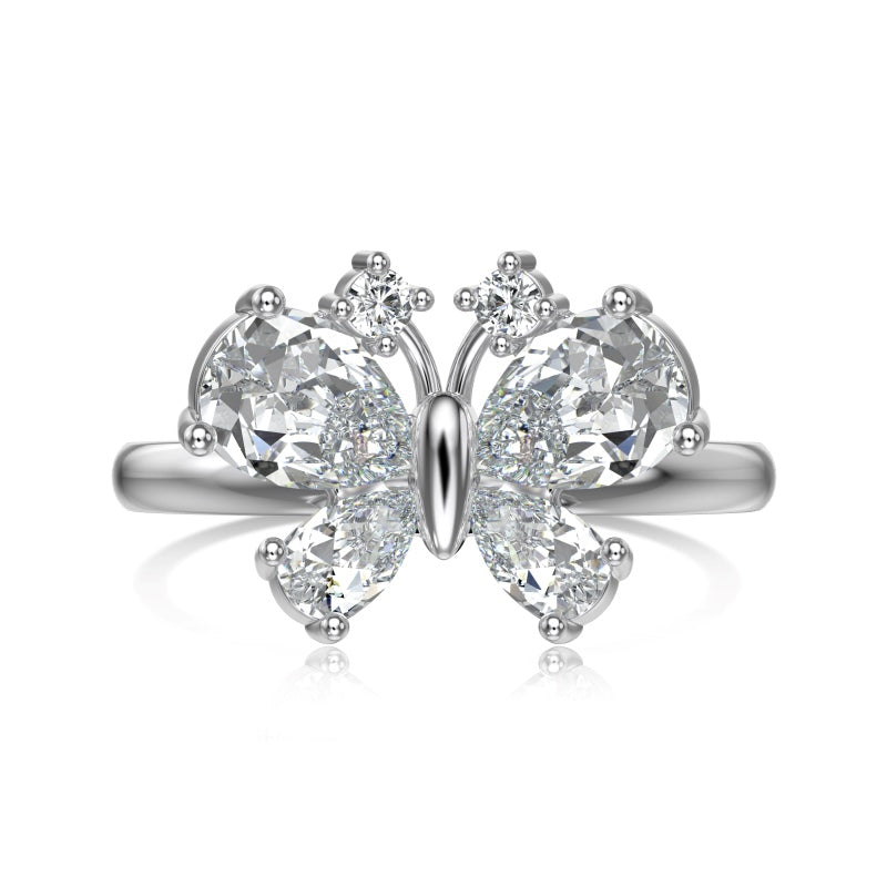 (WHITE) ICED BUTTERFLY Ring