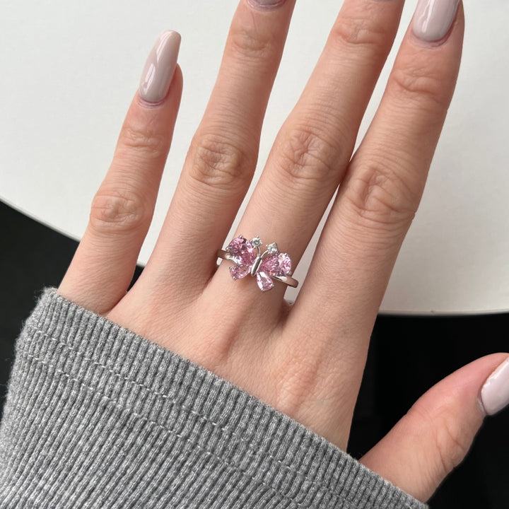 (PINK) ICED BUTTERFLY Ring