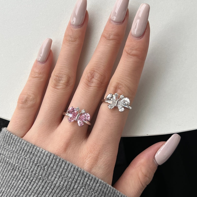 (PINK) ICED BUTTERFLY Ring