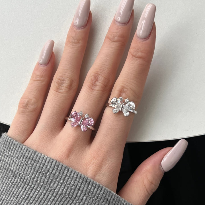 (PINK) ICED BUTTERFLY Ring