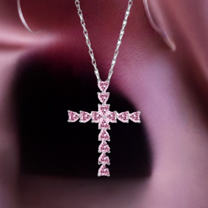 PINK HEARTS CROSS Necklace