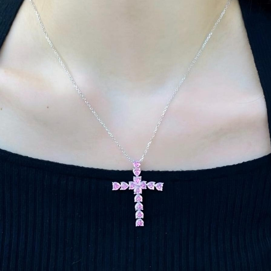 PINK HEARTS CROSS Necklace