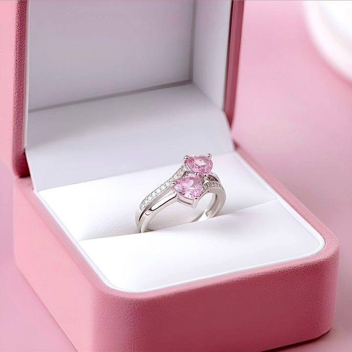 DOUBLE PINK HEARTS Ring