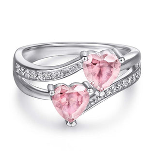 DOUBLE PINK HEARTS Ring S925 Sterling Silver