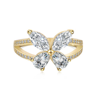 (GOLD) GLASSY BUTTERFLY Ring S925 Sterling Silver