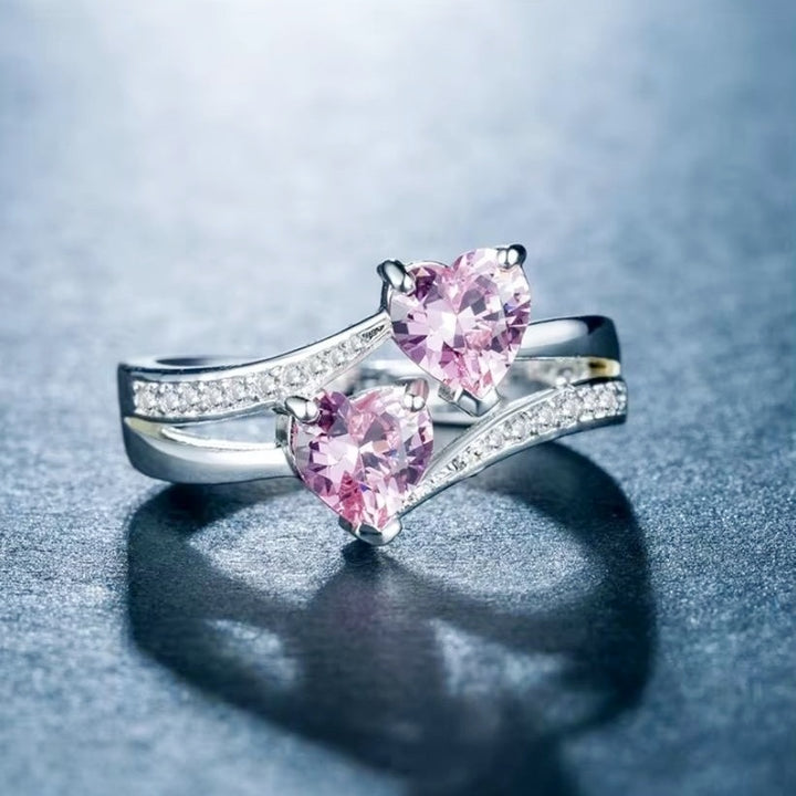 DOUBLE PINK HEARTS Ring