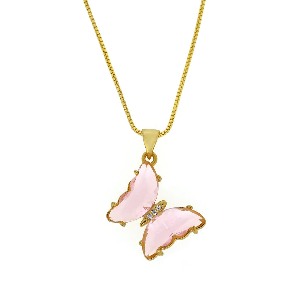 GLASSY BUTTERFLY Gold Necklaces
