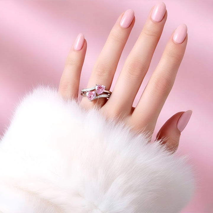 DOUBLE PINK HEARTS Ring