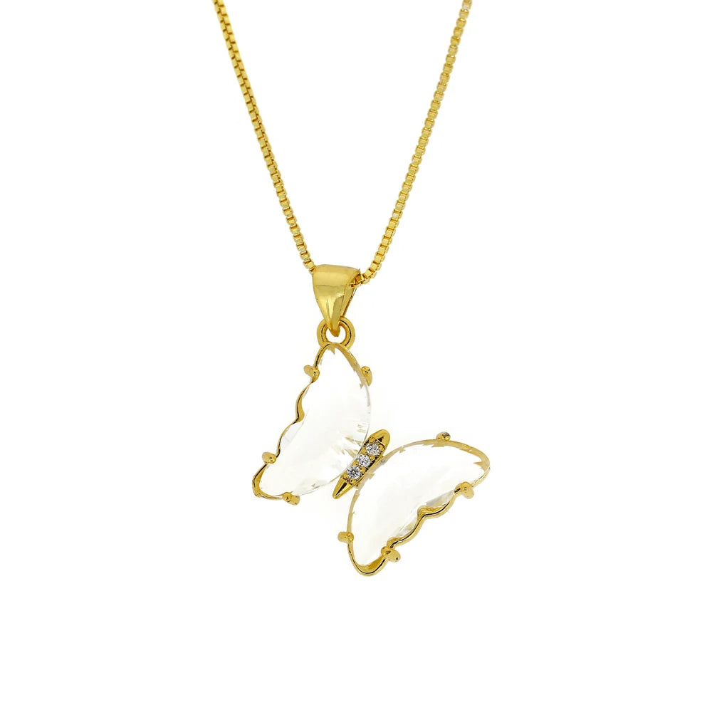 GLASSY BUTTERFLY Gold Necklaces