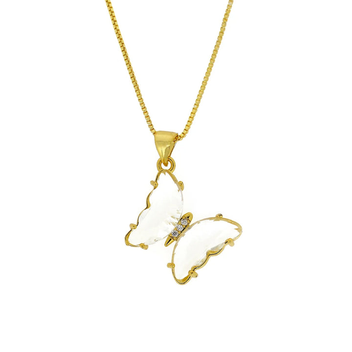 GLASSY BUTTERFLY Gold Necklaces