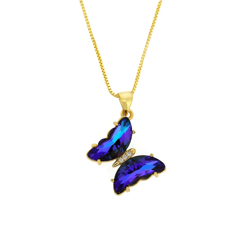 GLASSY BUTTERFLY Gold Necklaces