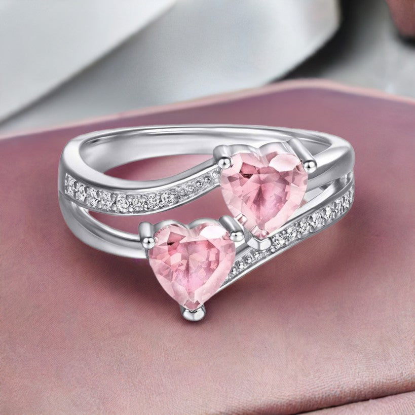 DOUBLE PINK HEARTS Ring