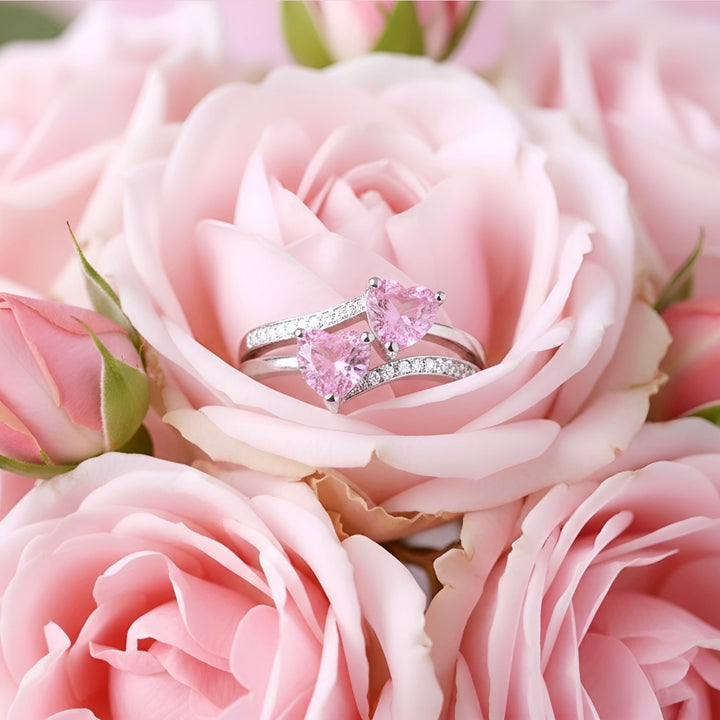 DOUBLE PINK HEARTS Ring