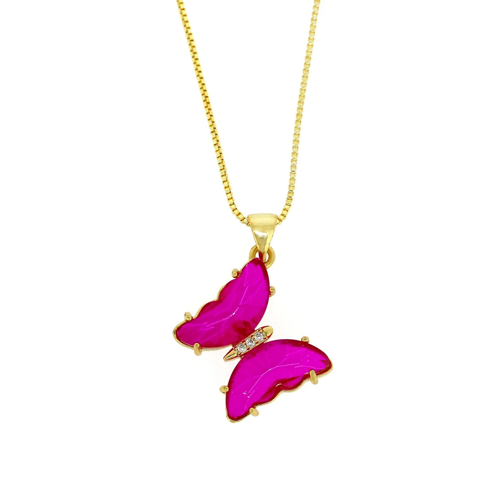 GLASSY BUTTERFLY Gold Necklaces