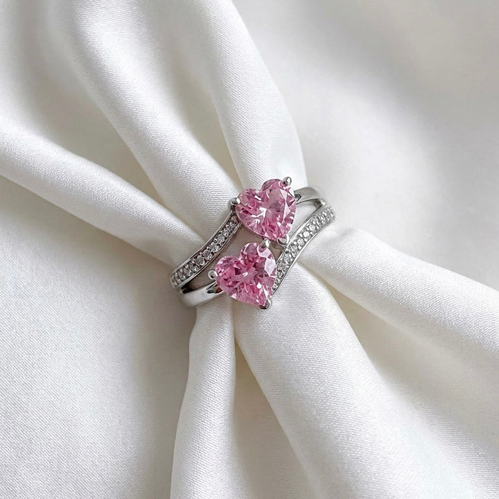 DOUBLE PINK HEARTS Ring