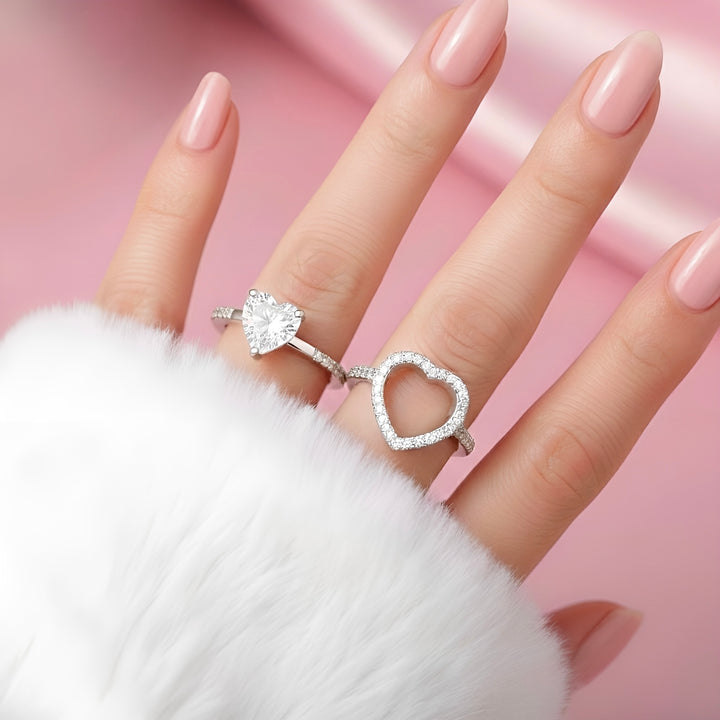 (WHITE) MATCHING HEARTS Ring