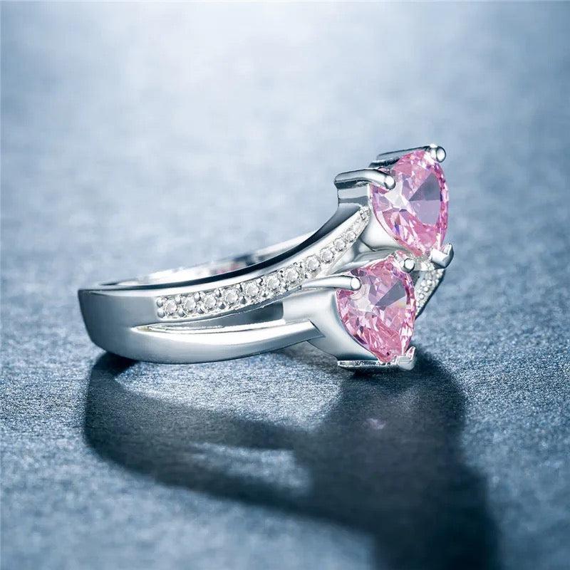 DOUBLE PINK HEARTS Ring