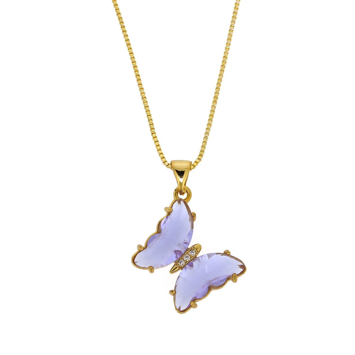 GLASSY BUTTERFLY Gold Necklaces
