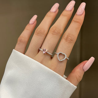 (PINK) MATCHING HEARTS Ring S925 Sterling Silver