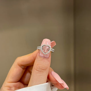 (PINK) MATCHING HEARTS Ring S925 Sterling Silver