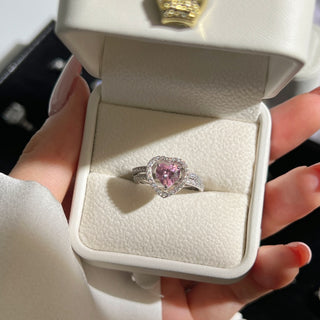 (PINK) MATCHING HEARTS Ring S925 Sterling Silver