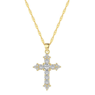 (GOLD) THE PROMISE Cross Necklace 18k Gold-Plated