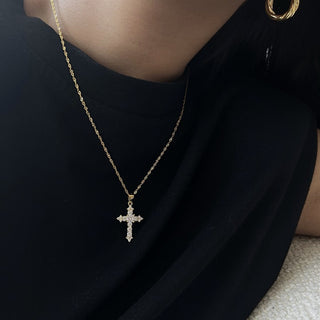 (GOLD) THE PROMISE Cross Necklace 18k Gold-Plated