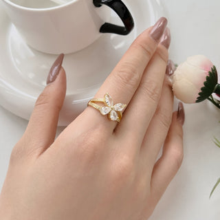 (GOLD) GLASSY BUTTERFLY Ring 18k Gold-Plated