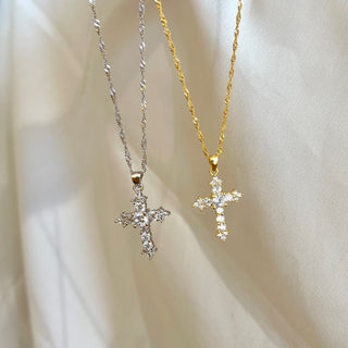 (GOLD) THE PROMISE Cross Necklace 18k Gold-Plated