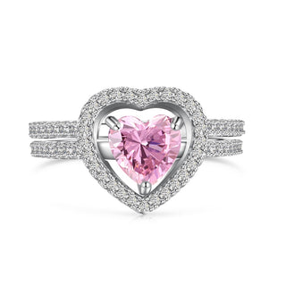 (PINK) MATCHING HEARTS Ring S925 Sterling Silver