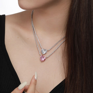 (PINK) HEART OF LOVE Necklace S925 Sterling Silver