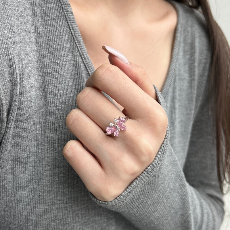 (PINK) ICED BUTTERFLY Ring