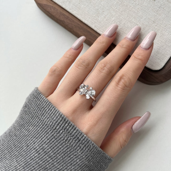 (WHITE) ICED BUTTERFLY Ring