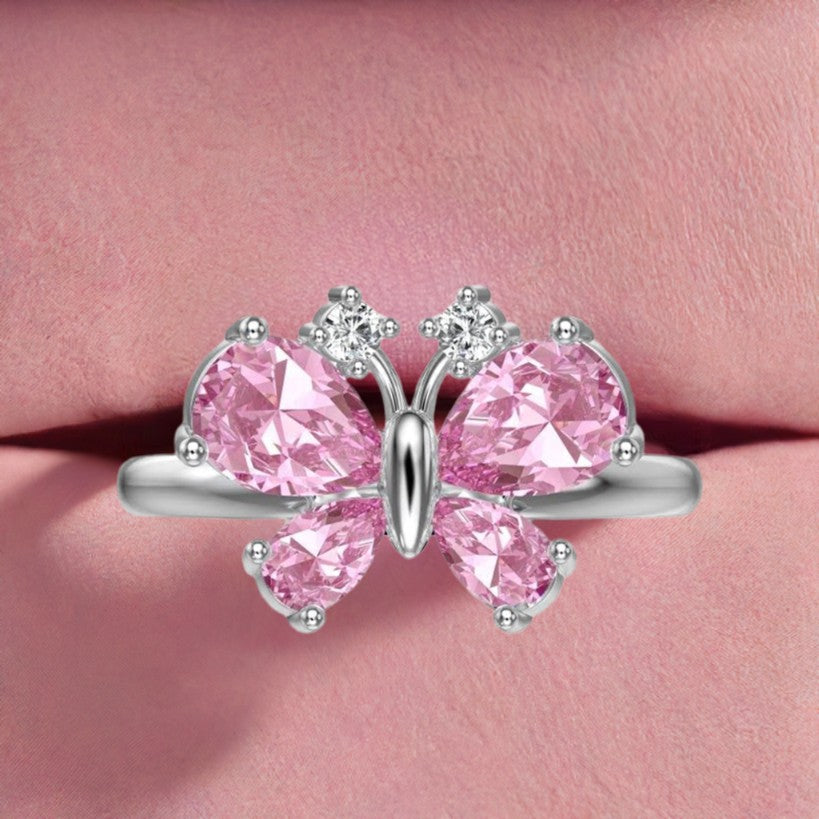 (PINK) ICED BUTTERFLY Ring