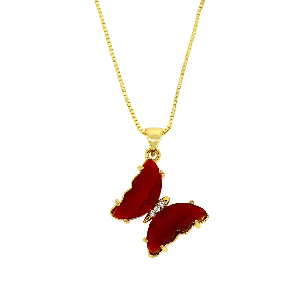 GLASSY BUTTERFLY Gold Necklaces