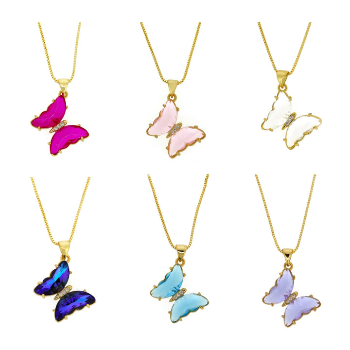 GLASSY BUTTERFLY Gold Necklaces