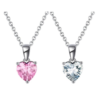 (PINK or WHITE) FINE HEART Necklace Sterling Silver