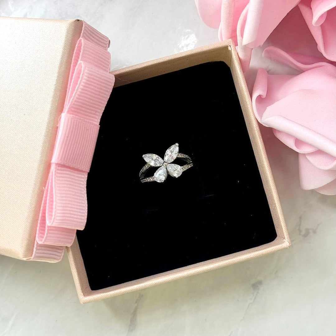 (SILVER) GLASSY BUTTERFLY Ring