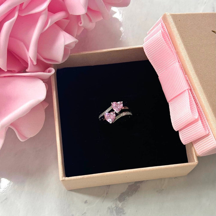 DOUBLE PINK HEARTS Ring