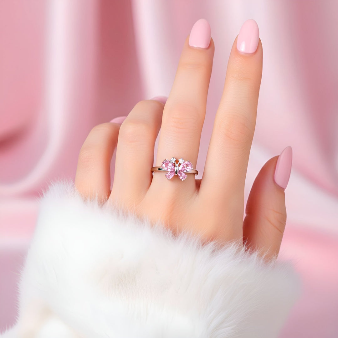 (PINK) ICED BUTTERFLY Ring