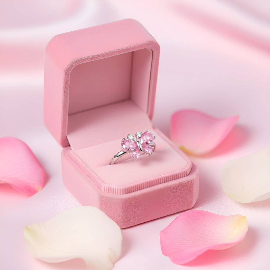 (PINK) ICED BUTTERFLY Ring