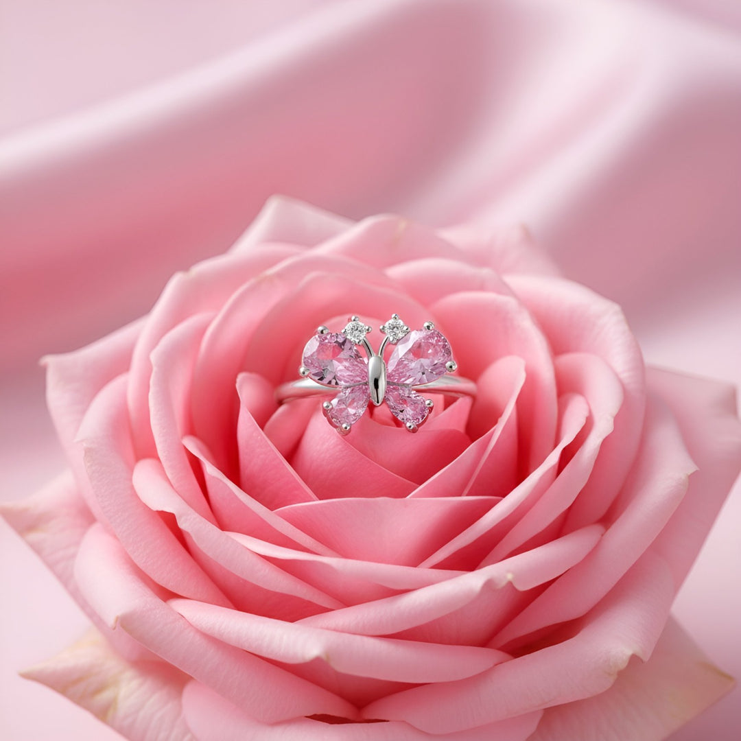 (PINK) ICED BUTTERFLY Ring