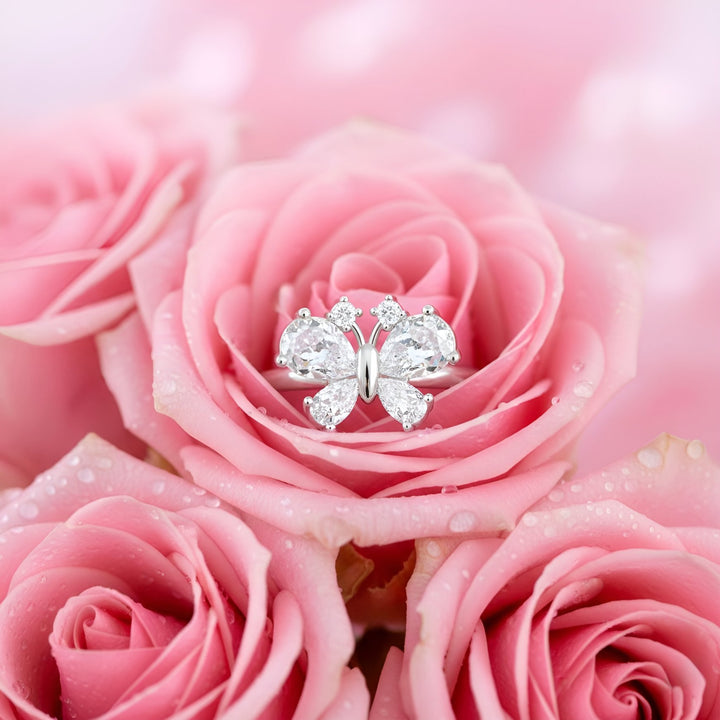 (WHITE) ICED BUTTERFLY Ring